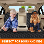 Waterproof Dog Car Seat Cover – Non-Slip Back Seat Protector with Middle Armrest Fit for Cars, Trucks & SUVs (Black)