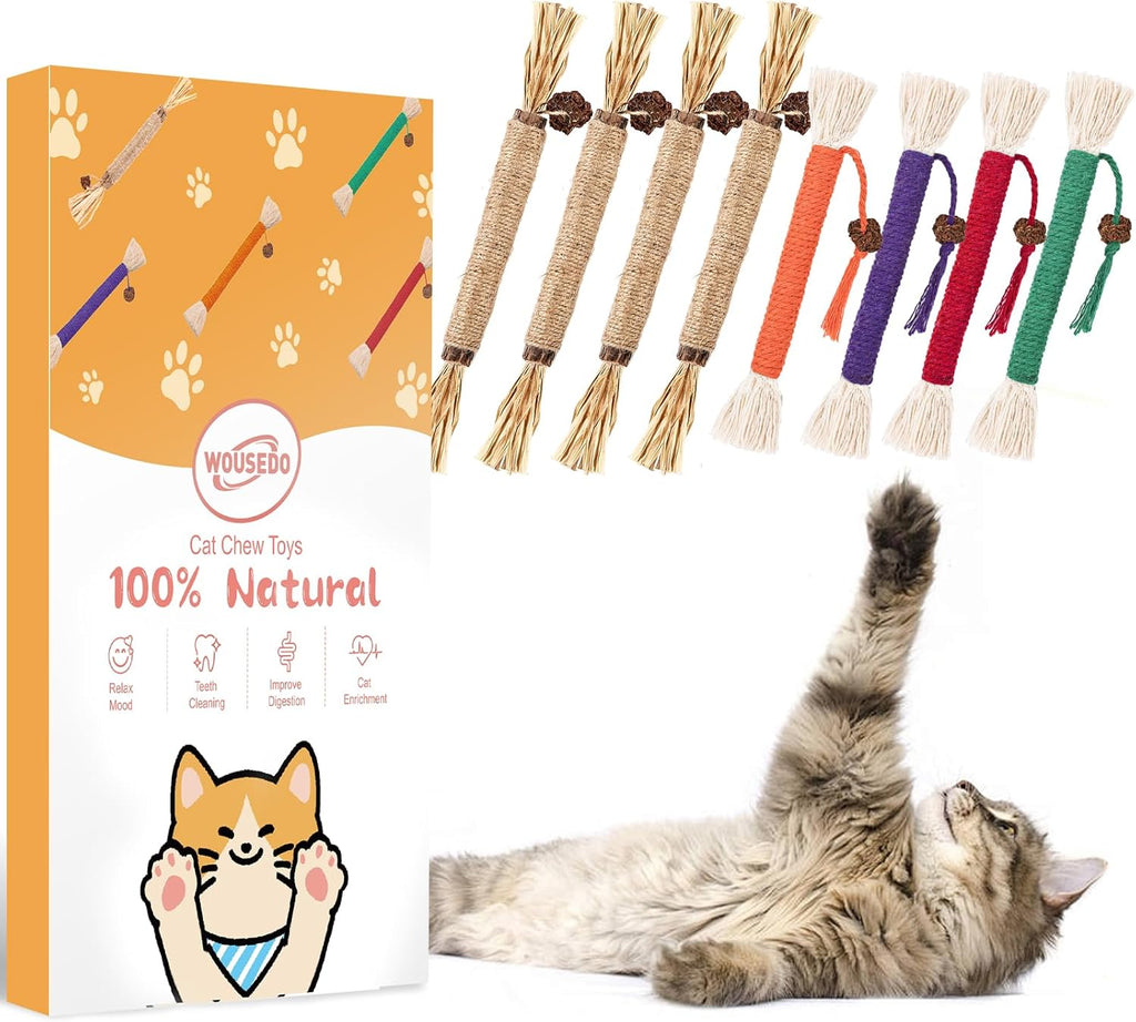 6 Pack Silvervine Sticks Cat Toy, Natural Chew Stick for Dental Care Teeth Cleaning,Matatabi Cat Nip Treat Toys for Indoor Cats& Kittens