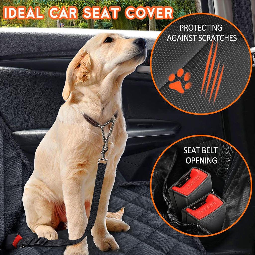 Waterproof Dog Car Seat Cover – Non-Slip Back Seat Protector with Middle Armrest Fit for Cars, Trucks & SUVs (Black)