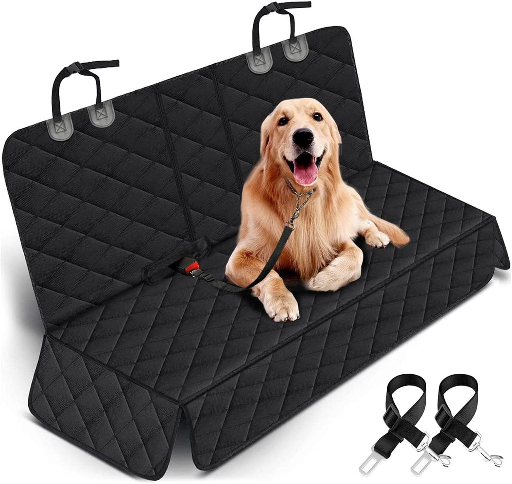 Waterproof Dog Car Seat Cover – Non-Slip Back Seat Protector with Middle Armrest Fit for Cars, Trucks & SUVs (Black)