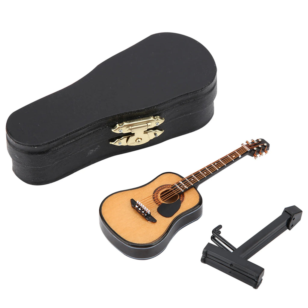 Mini Wooden Guitar Model – Decorative Display for Home, Office & Craft Projects