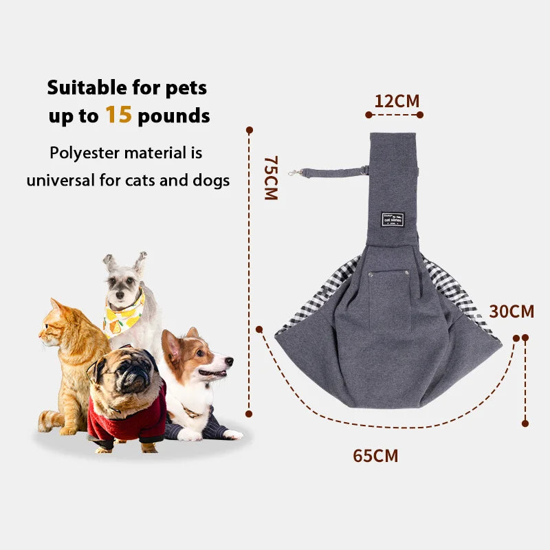 Cotton Pet Sling Carrier – Comfortable Single-Shoulder Travel Bag for Small Dogs, Cats & Puppies