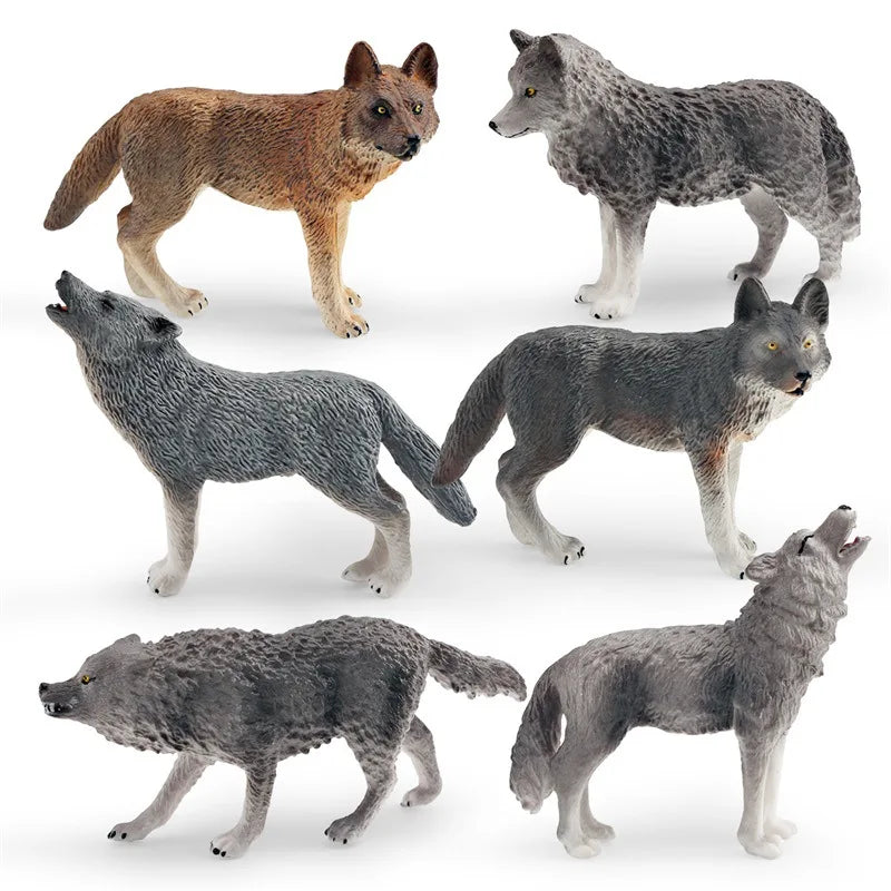 Animal World Wolf Models – Little Grey & Arctic Wolves Educational Toys & Decorative Figurines