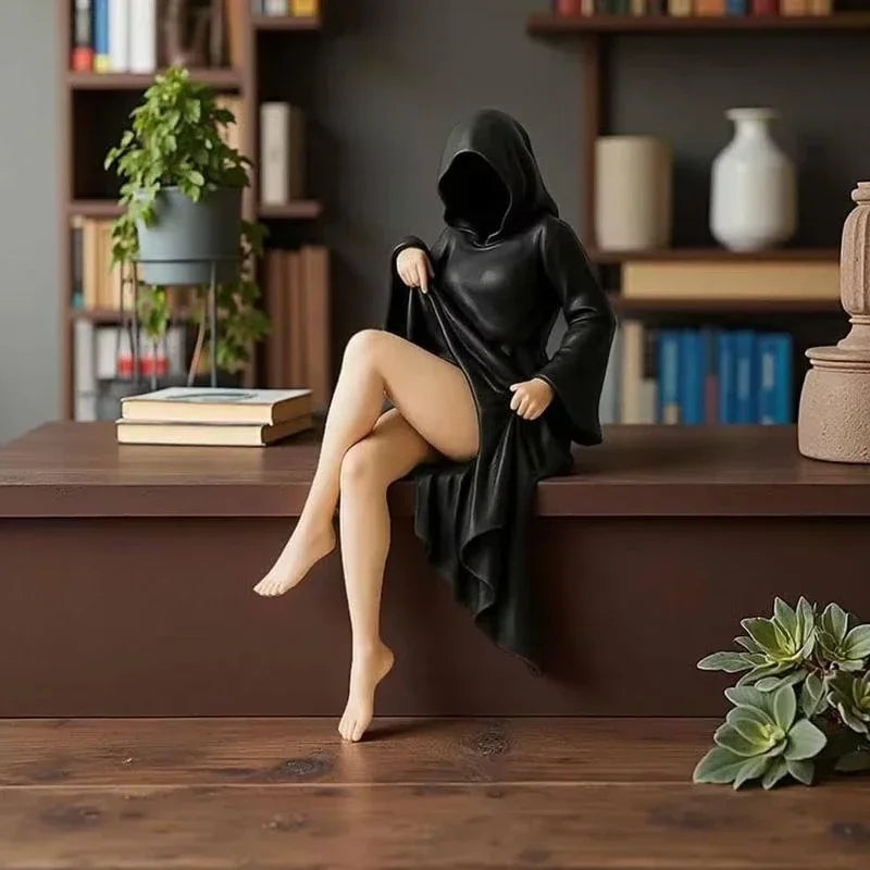 Mysterious Woman Figurine – Gothic Resin Sculpture for Fireplace, Bookshelf & Home Accents