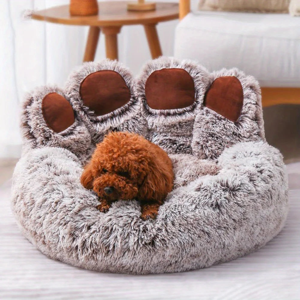 Bear Paw Pet Bed – Soft, Fluffy Sofa for Small to Large Dogs & Cats