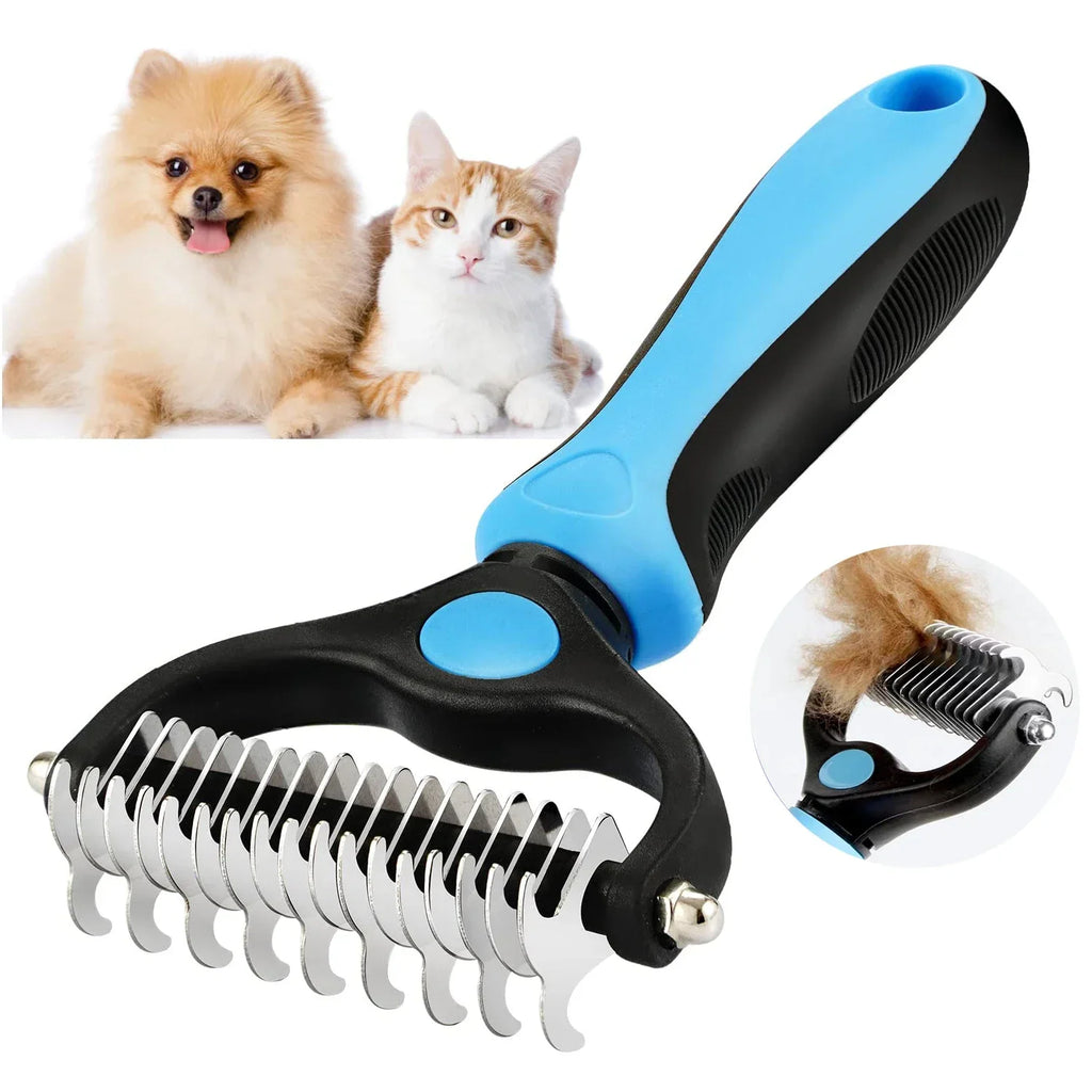Double-Sided Pet De-shedding Brush – Stainless Steel Grooming Comb for Dogs & Cats | Reduces Shedding & Mats