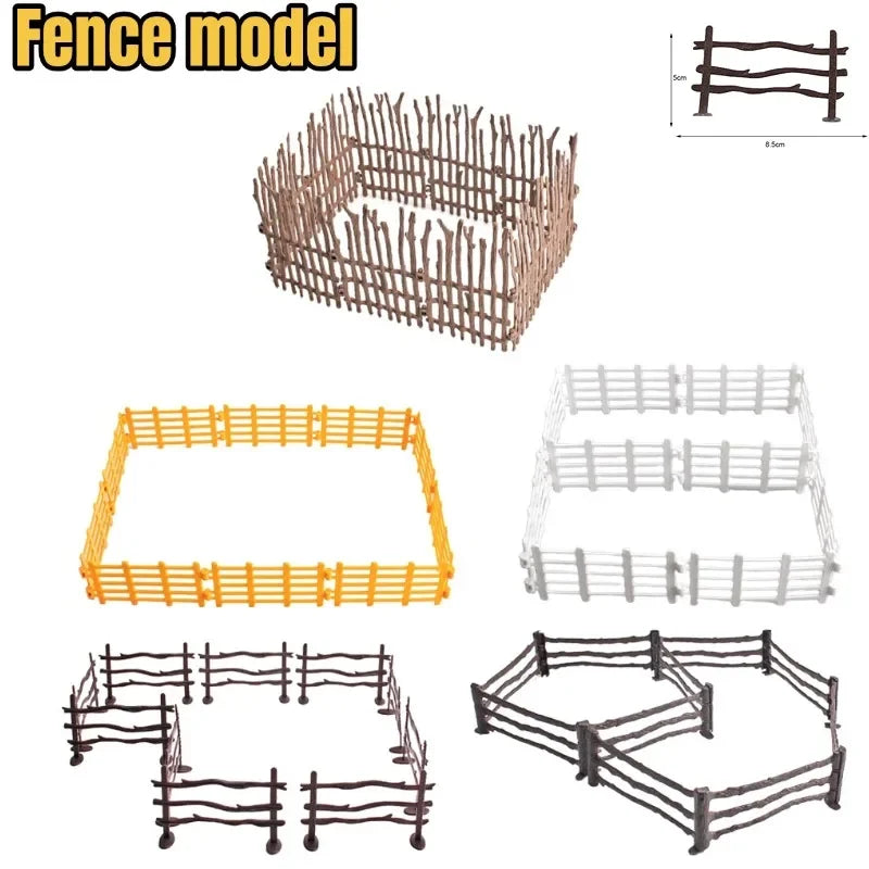 Farm Simulation Miniatures – 10PCS Fence, Cow, Vegetable & Gate Models for DIY Ranch Scenes