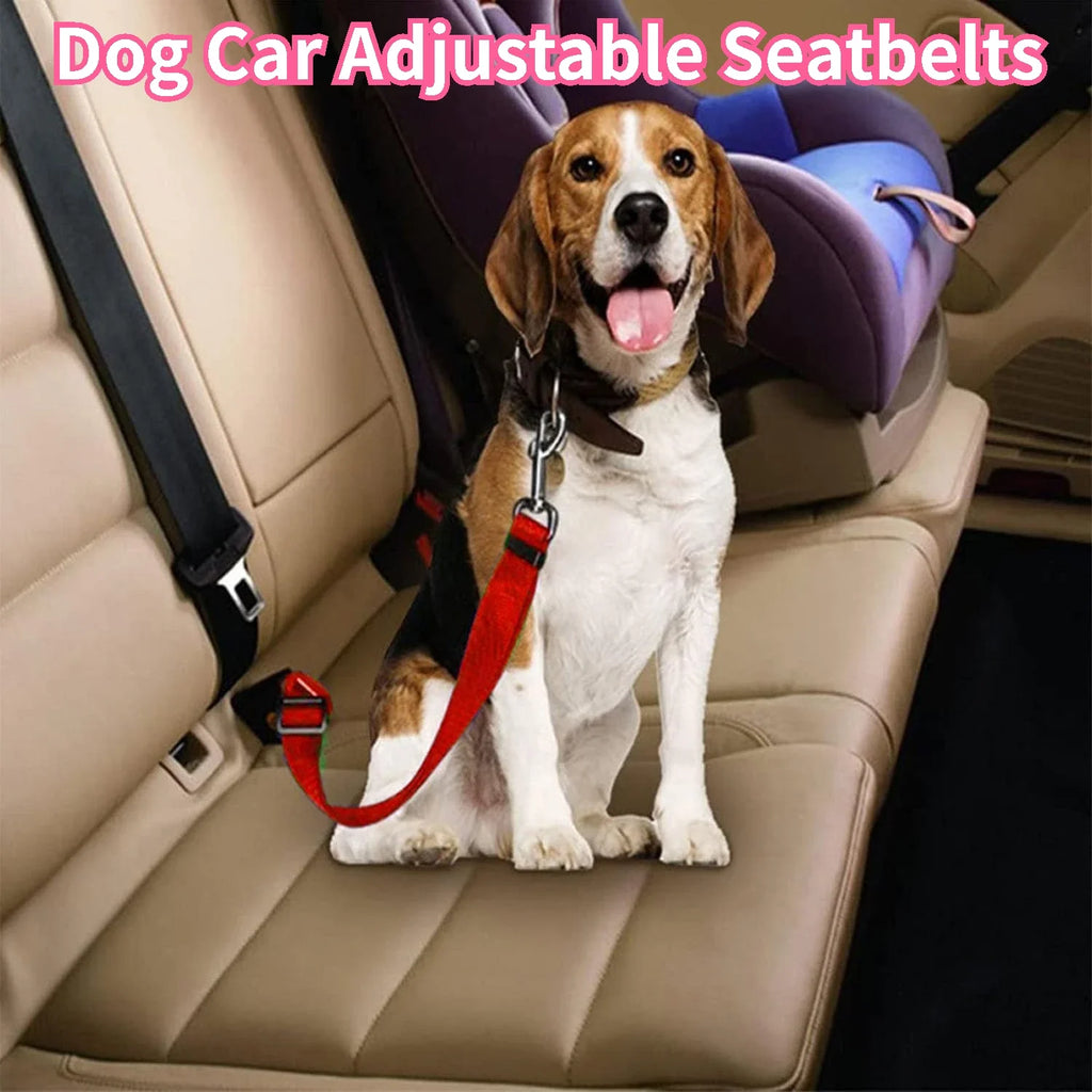 Dog Seat Belt, Dog Car Adjustable Seatbelts for Vehicle Nylon Pet Safety Heavy Duty & Elastic Car Harness for Dogs