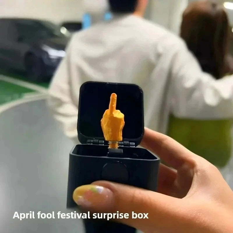 Funny Middle Finger in Box – Novelty Desk Decor Gag Gift for Halloween, Christmas & Birthdays, Office Toy & Home Decoration