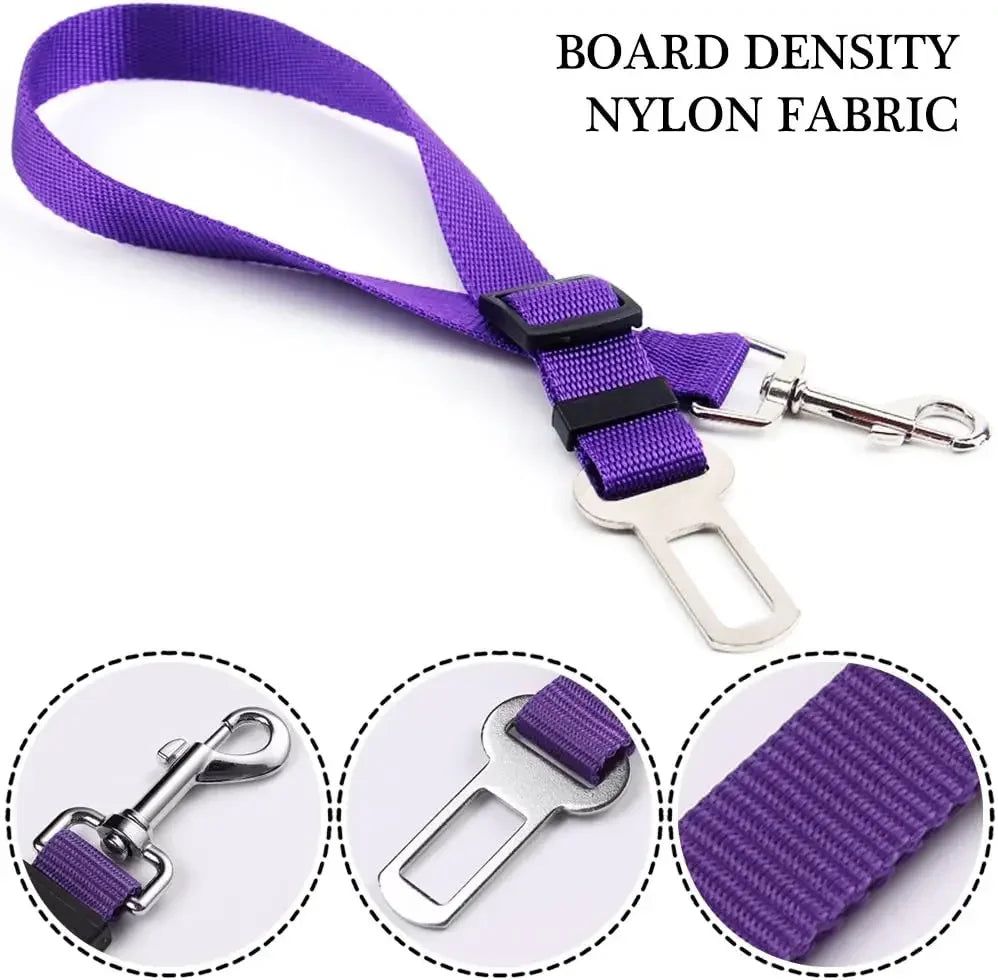 Dog Seat Belt, Dog Car Adjustable Seatbelts for Vehicle Nylon Pet Safety Heavy Duty & Elastic Car Harness for Dogs