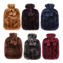 Plush Hot Water Bottle Cover – Removable Faux Fur Hand Warmer, Cozy Winter Comfort & Pain Relief