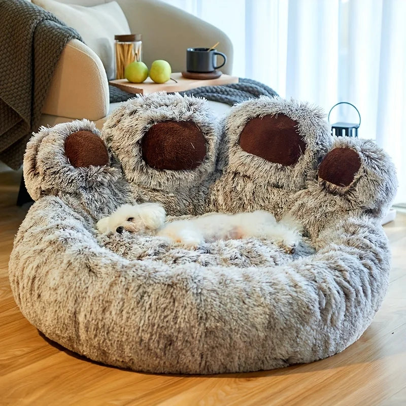 Bear Paw Pet Bed – Soft, Fluffy Sofa for Small to Large Dogs & Cats