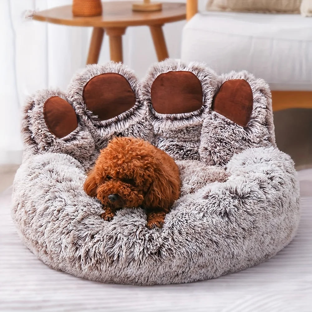 Bear Paw Pet Bed – Soft, Fluffy Sofa for Small to Large Dogs & Cats