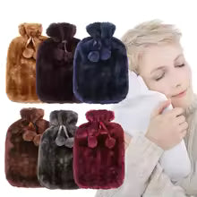 Plush Hot Water Bottle Cover – Removable Faux Fur Hand Warmer, Cozy Winter Comfort & Pain Relief