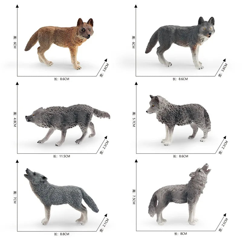 Animal World Wolf Models – Little Grey & Arctic Wolves Educational Toys & Decorative Figurines