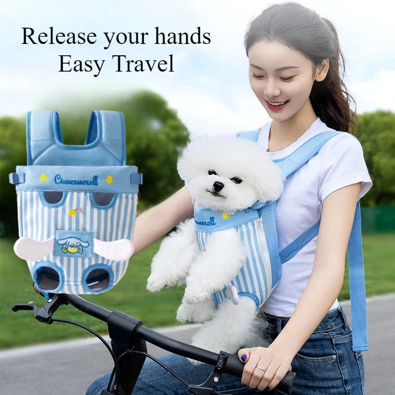 Cartoon Pet Backpack – Cute Hello Kitty & Cinnamoroll Shoulder Carrier for Small Dogs & Cats, Ideal for Outdoor Travel