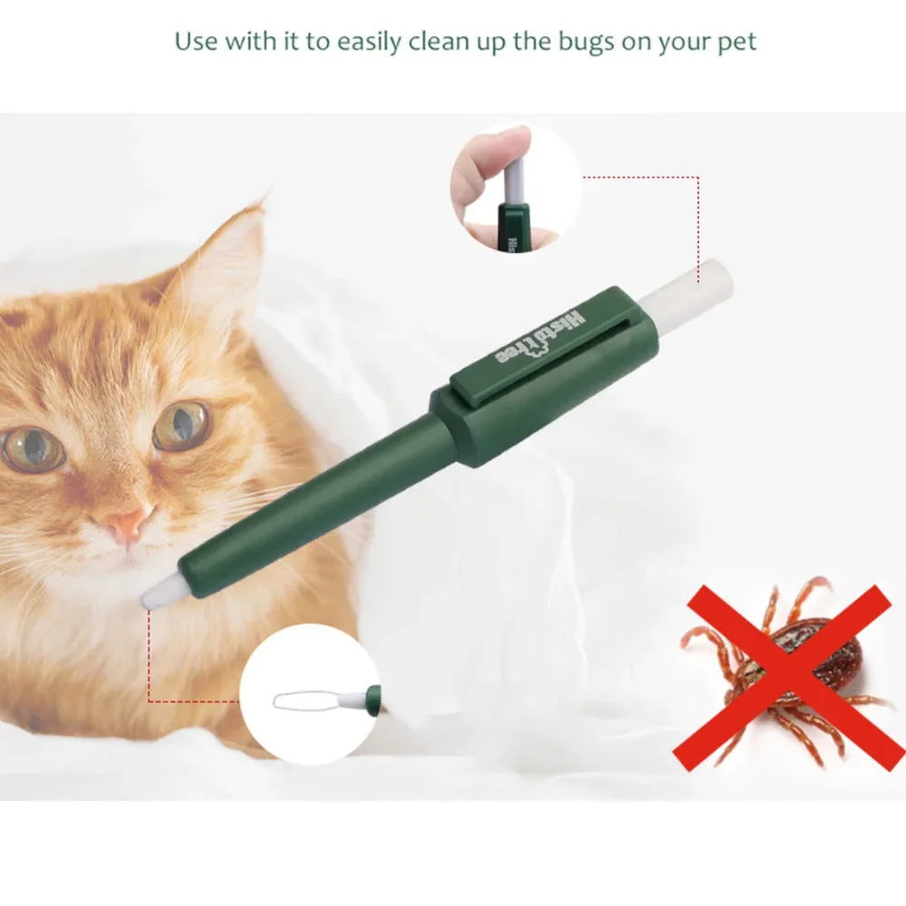 Pet Tick and Flea Remover Pen – Anti-Parasite Grooming Tweezers for Dogs & Cats | Easy Bug Catching and Hair Cleaning Tool