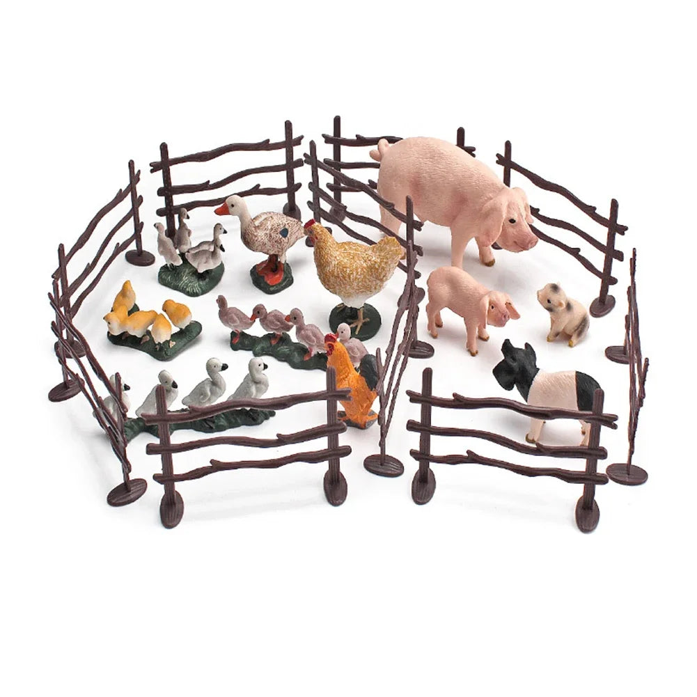 Farm Simulation Miniatures – 10PCS Fence, Cow, Vegetable & Gate Models for DIY Ranch Scenes