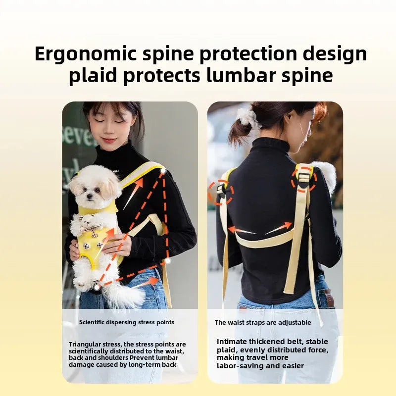 Portable Dog Carrier Handbag – Four-Legged Straddle Vest with Shoulder Strap & Traction Rope for Small Breeds