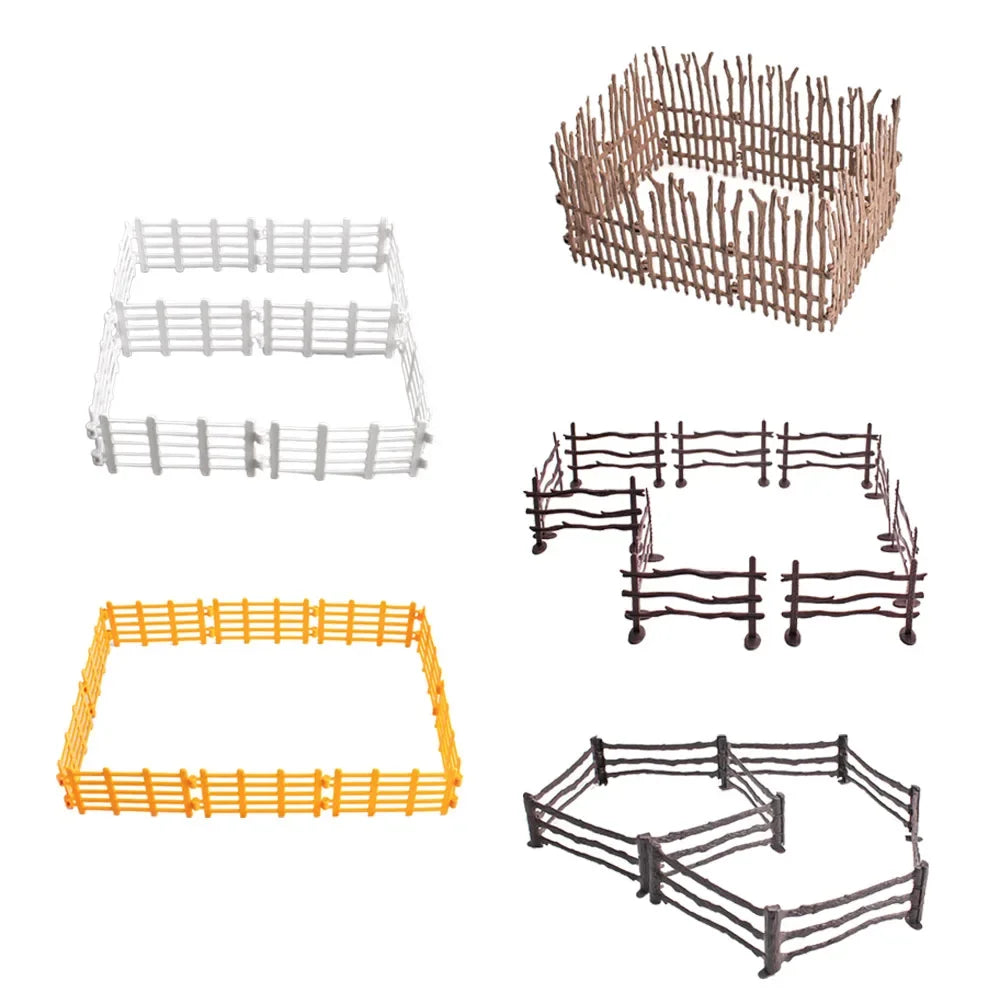 Farm Simulation Miniatures – 10PCS Fence, Cow, Vegetable & Gate Models for DIY Ranch Scenes