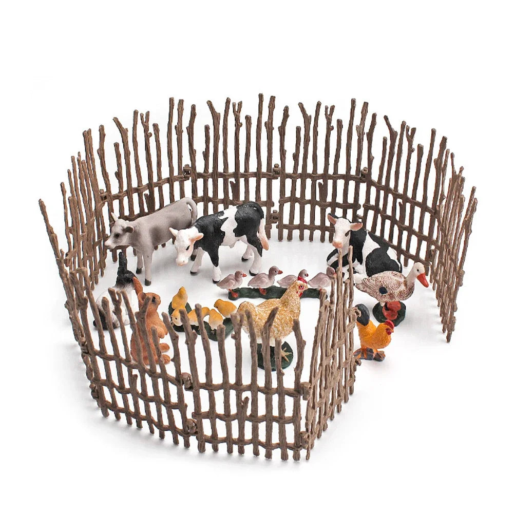 Farm Simulation Miniatures – 10PCS Fence, Cow, Vegetable & Gate Models for DIY Ranch Scenes