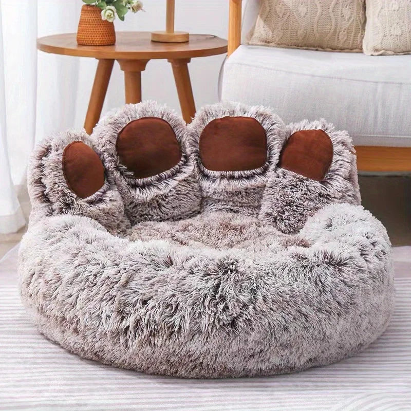 Bear Paw Pet Bed – Soft, Fluffy Sofa for Small to Large Dogs & Cats