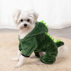 Funny Dinosaur Pet Costume – Halloween Fleece Hoodie for Small Dogs & Cats, Warm Winter Cosplay Sweater