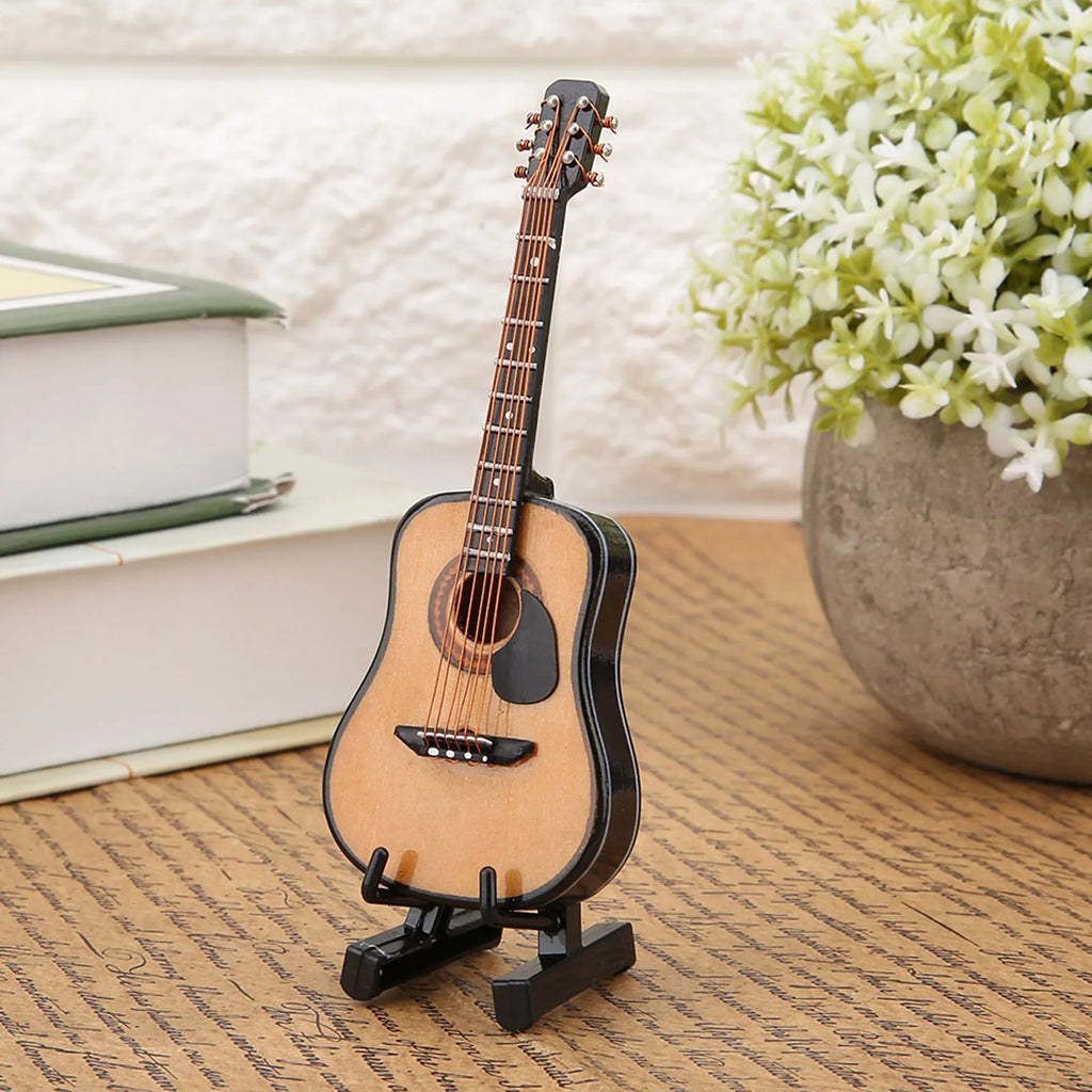 Mini Wooden Guitar Model – Decorative Display for Home, Office & Craft Projects