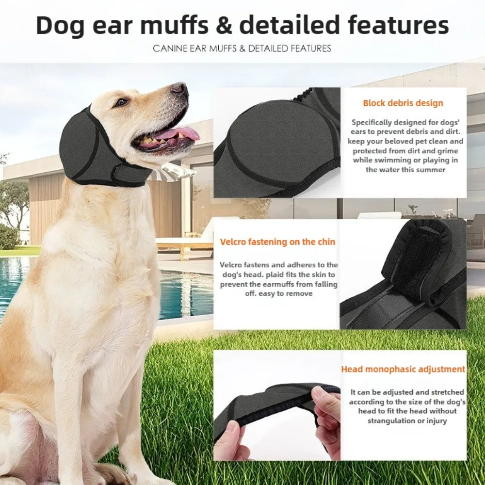 Waterproof Dog Ear Muffs – Noise-Reducing Calming Hood for Swimming, Grooming & Anxiety Relief