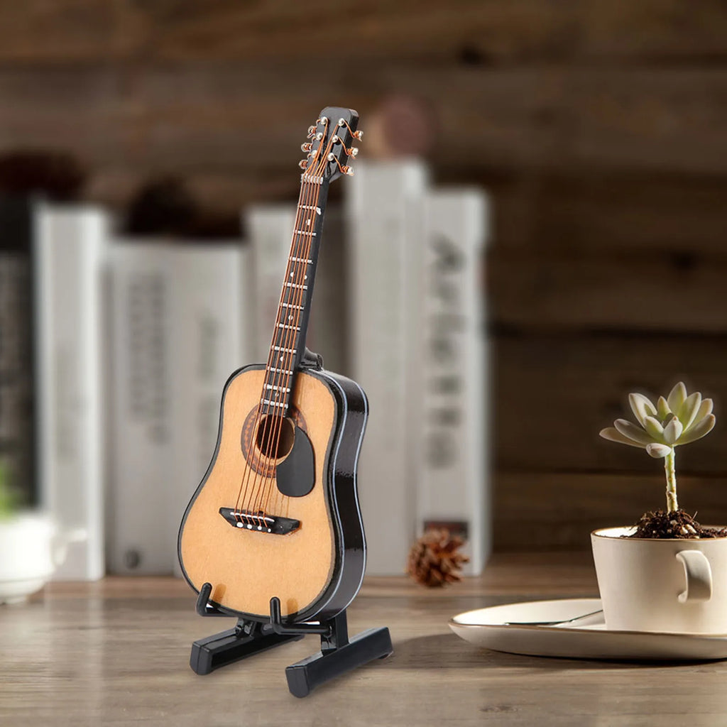 Mini Wooden Guitar Model – Decorative Display for Home, Office & Craft Projects
