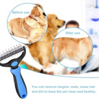 Double-Sided Pet De-shedding Brush – Stainless Steel Grooming Comb for Dogs & Cats | Reduces Shedding & Mats